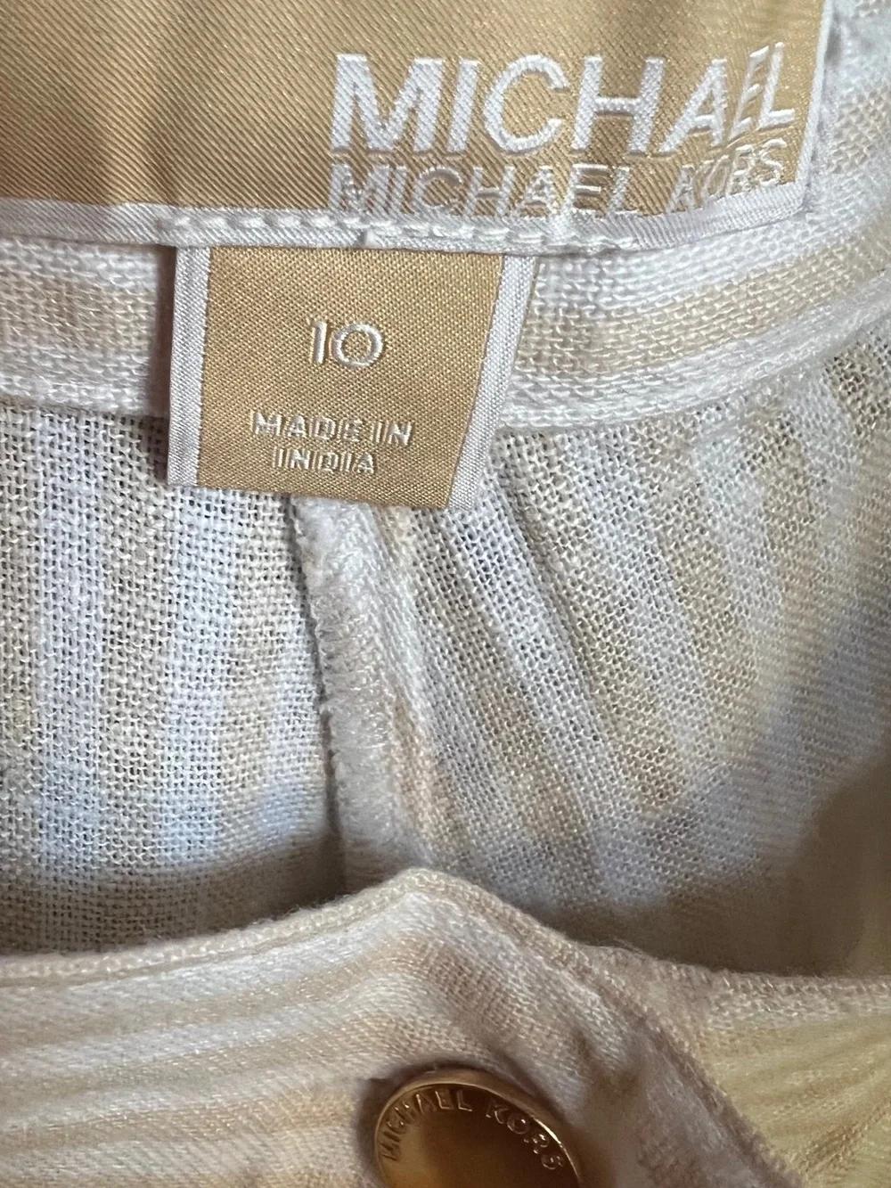 Michael Kors Cream and White Striped Wide Leg Pants